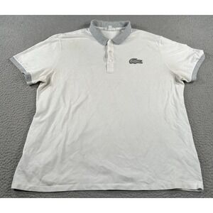 Lacoste Polo Shirt Men's 3XL White Big Croc Logo Classic Golf Performance Preppy